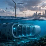 China lança data center submerso com energia eólica para IA e resfriamento no mar